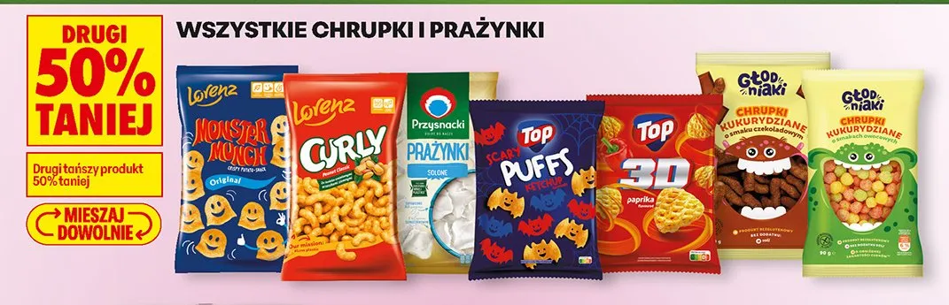 Wszystkie chrupki i prażynki DRUGIE -50% promocja w Biedronka