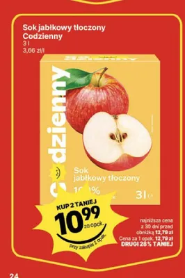 Sok jabłkowy tłoczony Codzienny promocja w Delikatesy Centrum