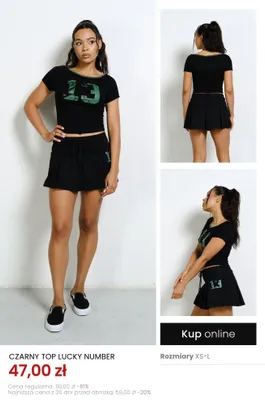 Top czarny Lucky Number promocja w Top Secret
