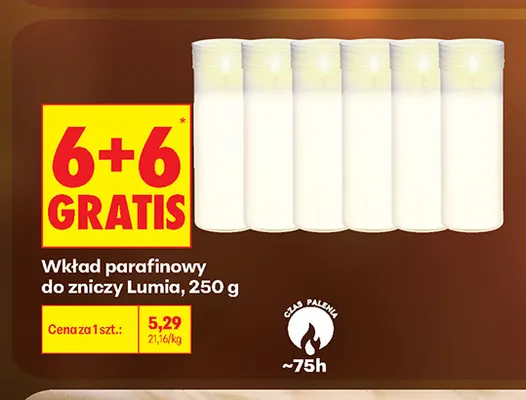 Wkład parafinowy do zniczy Lumia promocja w Biedronka