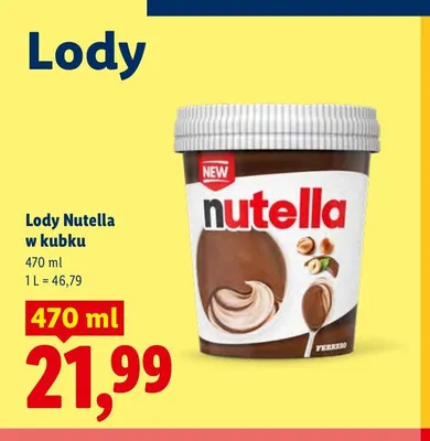 Lody Nutella w kubku promocja w Lidl