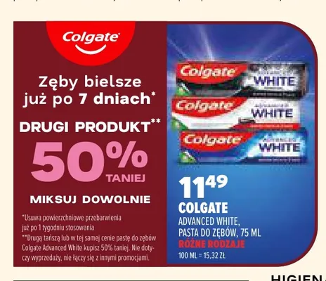 Pasta do zębów Advanced White Colgate promocja w Drogerie Natura
