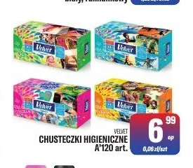 Chusteczki higieniczne Velvet promocja w Tomi Markt
