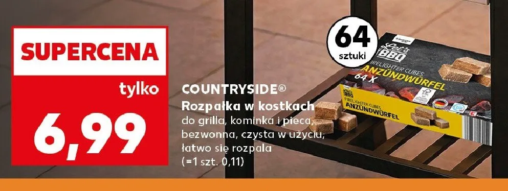 Rozpałka w kostkach do grilla kominka i pieca COUNTRYSIDE promocja w Kaufland