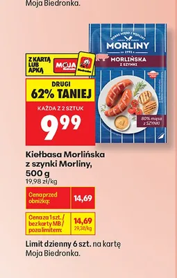 Kiełbasa Morlińska z szynki Morliny promocja w Biedronka