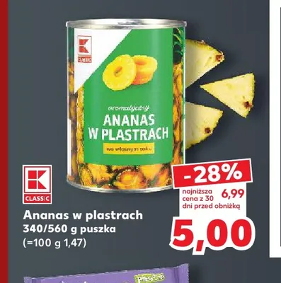 Ananas w puszce w plastrach K-Classic promocja w Kaufland