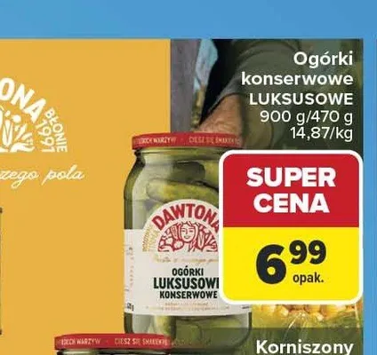 Ogórki konserwowe luksusowe Dawtona promocja w Carrefour