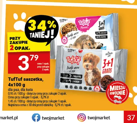 Karma dla psa TufTuf saszetka 4-pak 100 g promocja w Twój Market