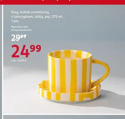 Kubek ceramiczny z talerzykiem Eloy żółty 275 ml promocja w Rossmann