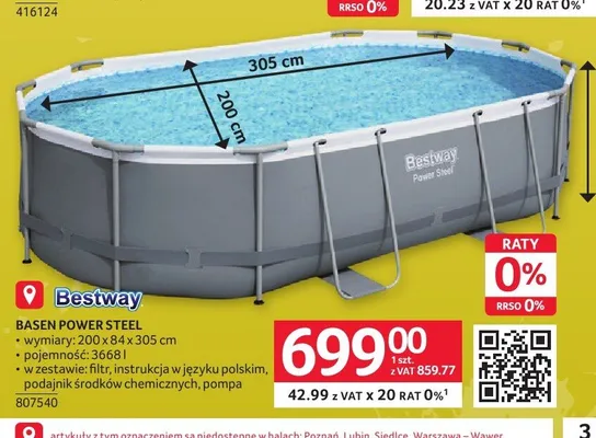 Basen stelażowy Bestway Power Steel promocja w Selgros