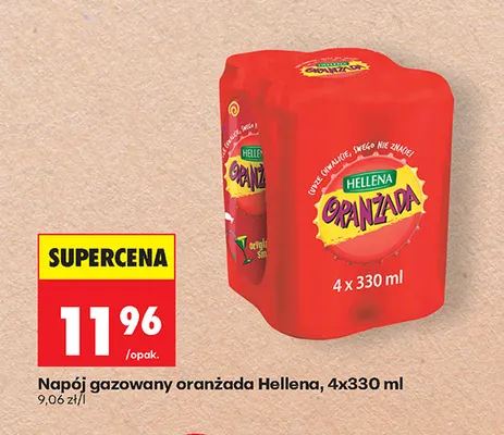 Napój gazowany oranżada Hellena 4-pak 330 ml promocja w Biedronka