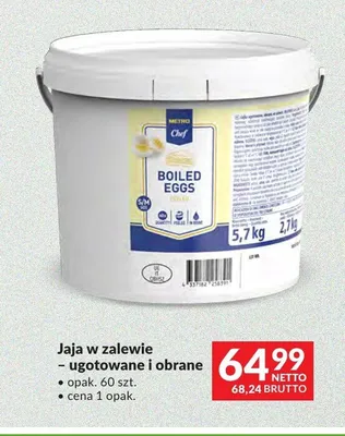 Jaja w zalewie ugotowane i obrane METRO Chef promocja w Makro