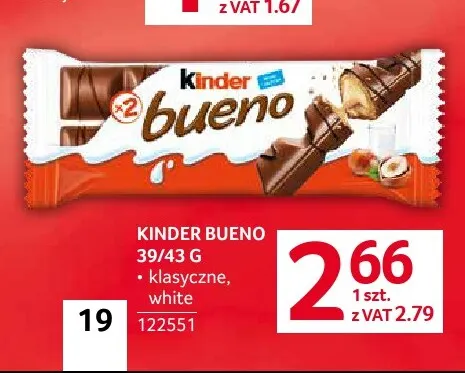 Baton Kinder Bueno white promocja w Selgros