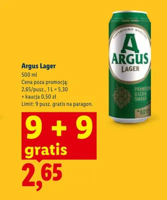 Piwo Argus Lager promocja w Lidl