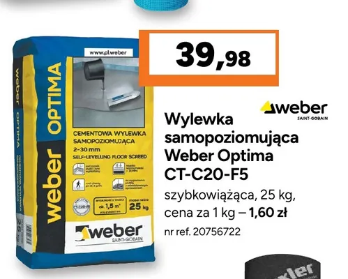 Wylewka samopoziomująca Weber Optima CT-C20-F5 szybkowiążąca promocja w Bricoman