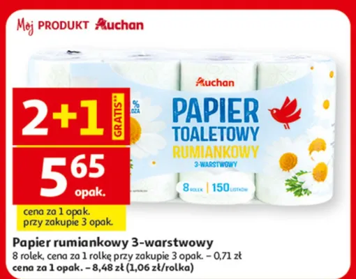 Papier toaletowy 3-warstwowy Rumiankowy promocja w Auchan