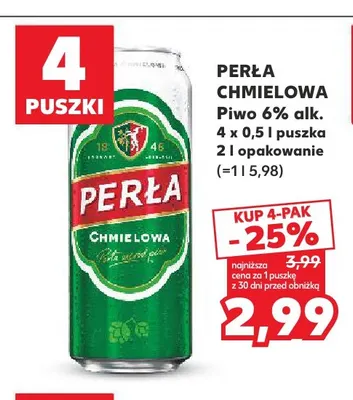 Piwo Perła Chmielowa 4-pak promocja w Kaufland