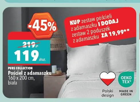 Poduszki z adamaszku Pure Collection 2-pak promocja w Biedronka Home