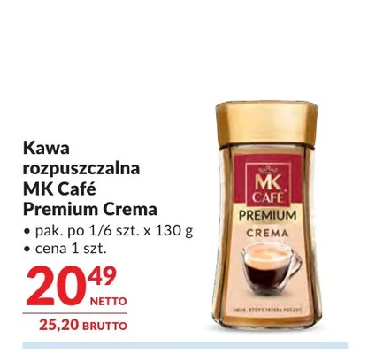 Kawa rozpuszczalna MK Café Premium Crema promocja w Makro