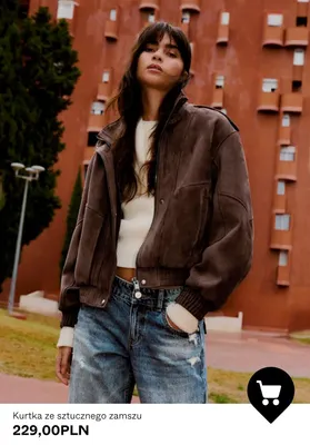 Kurtka ze sztucznego zamszu promocja w Bershka