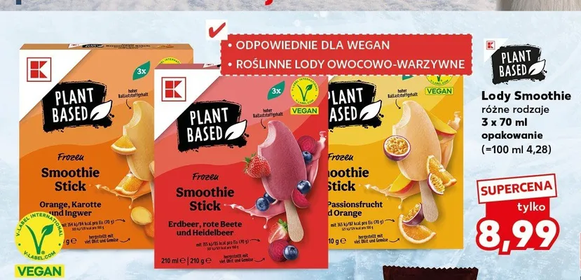 Lody smoothie K-Classic Plant Based Passionsfrucht d'Orange 3-pak 70 ml promocja w Kaufland