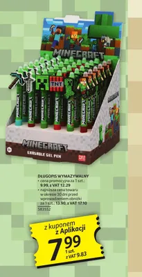 Długopis wymazywalny Minecraft promocja w Selgros