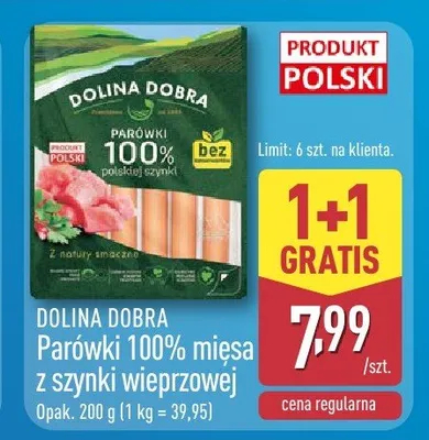 Parówki 100% mięsa z szynki wieprzowej promocja w Aldi
