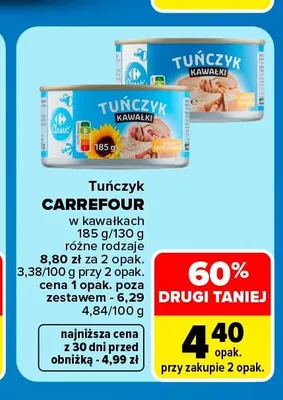 Tuńczyk w kawałkach w sosie własnym Carrefour promocja w Carrefour Market