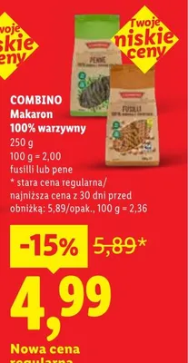 Makaron 100% warzywny pene Combino promocja w Lidl