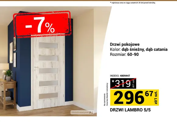 Drzwi pokojowe Lambro promocja w Merkury Market