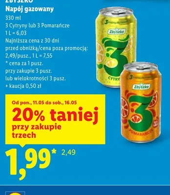 Napój gazowany Zbyszko promocja w Lidl