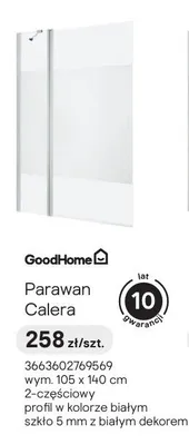 Parawan nawannowy GoodHome Calera biały z dekorem 105x140 cm promocja w Castorama
