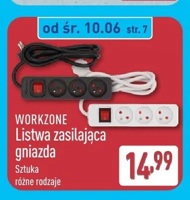Listwa zasilająca gniazda WORKZONE promocja w Aldi