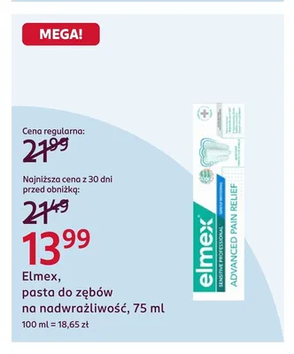 Pasta do zębów na nadwrażliwość Elmex promocja w Rossmann