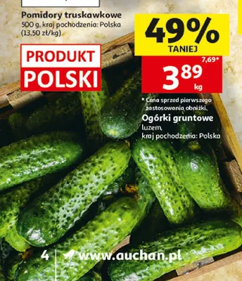 Ogórki gruntowe polskie promocja w Auchan