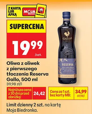 Oliwa z oliwek z pierwszego tłoczenia Reserva promocja w Biedronka