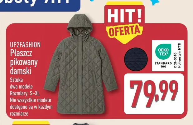 Płaszcz pikowany damski UP2FASHION promocja w Aldi