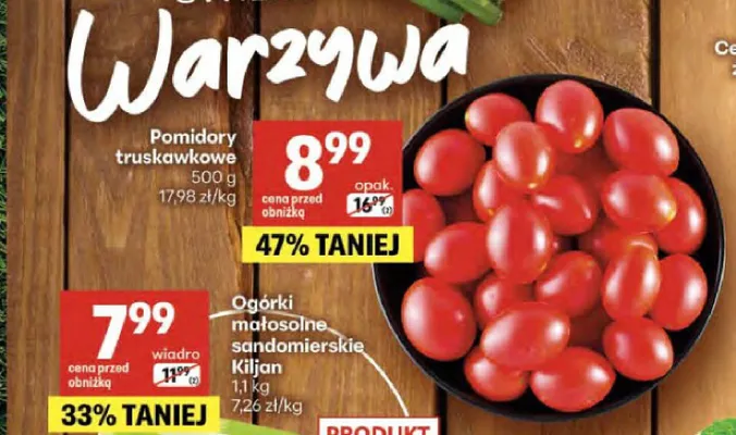 Pomidory truskawkowe promocja w Delikatesy Centrum