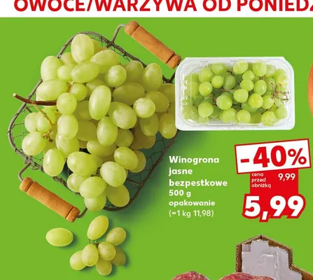 Winogrona jasne bezpestkowe promocja w Kaufland