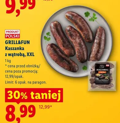 Kaszanka z wątrobą XXL GRILL&FUN promocja w Lidl