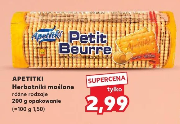 Herbatniki maślane Apetitki Petit Beurre promocja w Kaufland