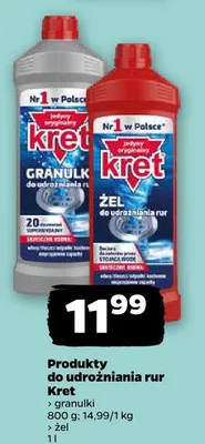 Produkty do udrożniania rur Kret promocja w Netto