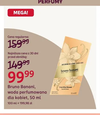 Woda perfumowana dla kobiet Bruno Banani Vanilla Muse promocja w Rossmann