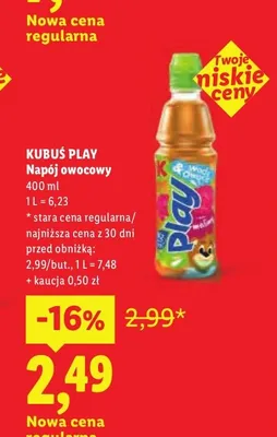 Napój owocowy Kubuś Play promocja w Lidl