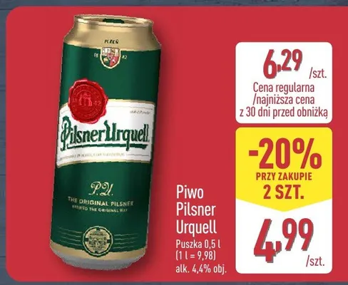 Piwo Pilsner Urquell promocja w Aldi