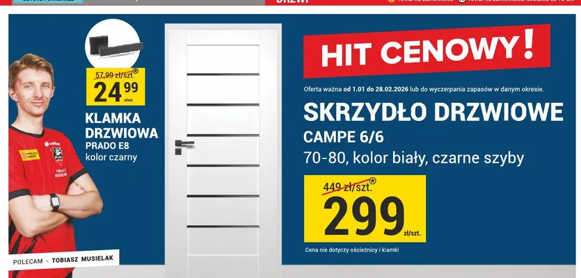 Klamka drzwiowa PRADO E8 kolor czarny promocja w Merkury Market