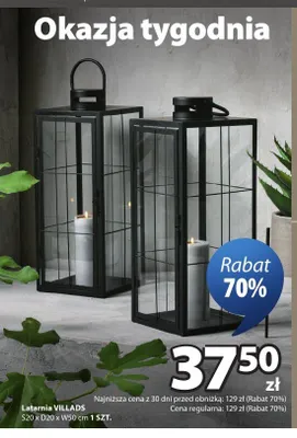 Latarnia VILLADS 20x20x50 cm promocja w Jysk