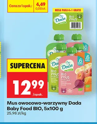 Mus owocowo-warzywny Dada Baby Food BIO 5-pak promocja w Biedronka