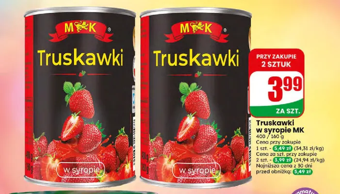 Truskawki w syropie MK promocja w Dino