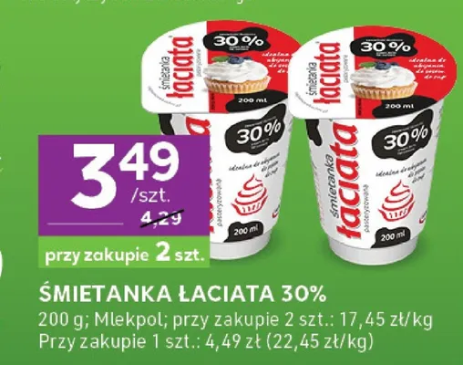 Śmietanka Łaciata 30% promocja w Stokrotka
